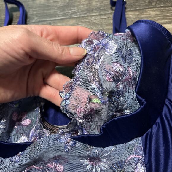 Victoria’s Secret 32DD Hummingbird Embroidery Quarter Cup Corset Top Blue Lace D - Picture 2 of 7